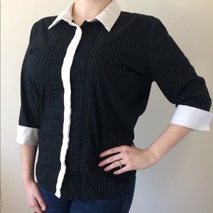 Worthington Pin-Stripe 3/4 Sleeve Blouse